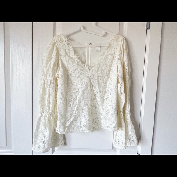 Club Monaco Lace Top,color:cashew milk - Picture 3 of 4